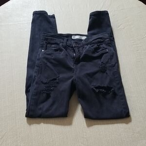 Topshop Women's Black Distressed Jeans